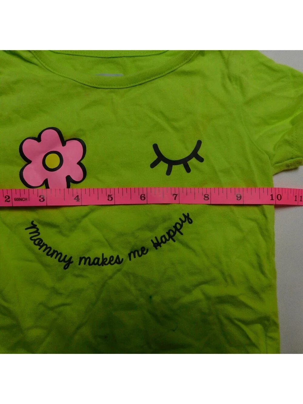 Garanimals Baby Girls 18M Lime Green Shirt Mommy Makes Me Happy Flower Graphic